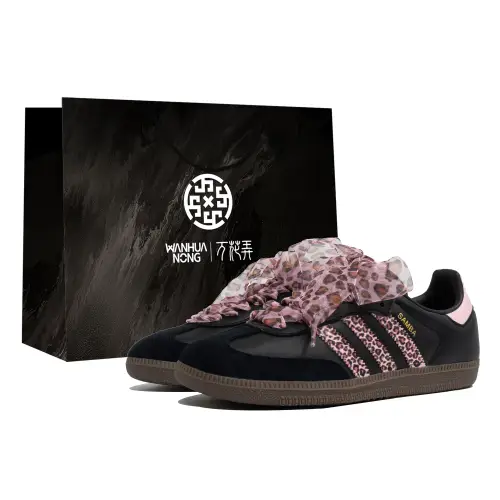 Adidas Originals SAMBA OG Wan Hua Nong, Pink Leopard, Shopping Bag Slip Resistant Abrasion Resistant Low top