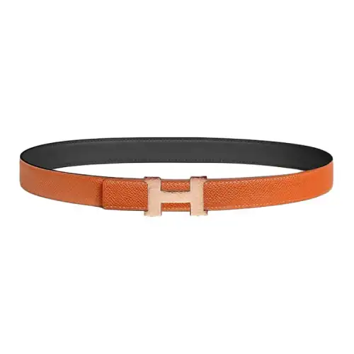 HERMES Mini Constance Cow Leather Belts Women's Black Width 2.4cm