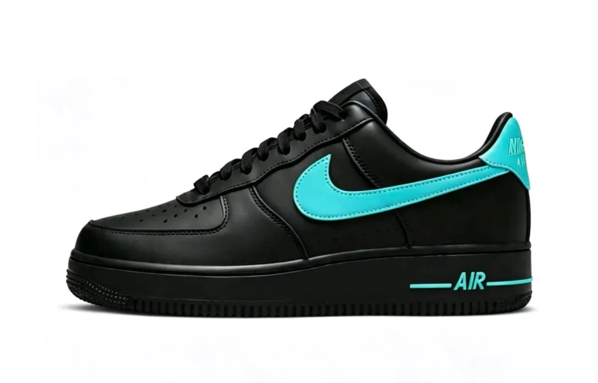 Nike Air Force 1 Slip Resistant Abrasion Resistant Low top Skateboard Shoes Unisex Black Blue