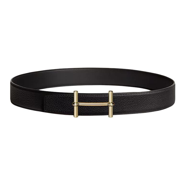 Мужской ремень Hermes H d'Ancre Chamonix135 Togo 3.8cm (черно-коричневый) — фото 2