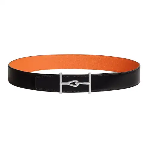 HERMES Jumbo Calfskin Leather Belts Men's Width 3.8cm