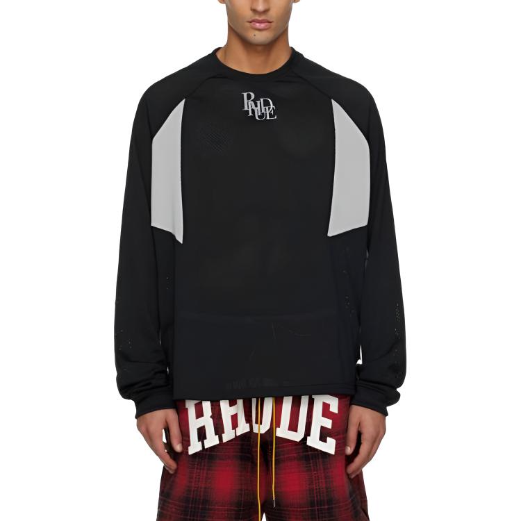Мужской лонгслив RHUDE Mesh Moto LS T-shirt (черный)
