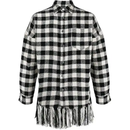 PALM ANGELS Fringed Check Shirt Jacket