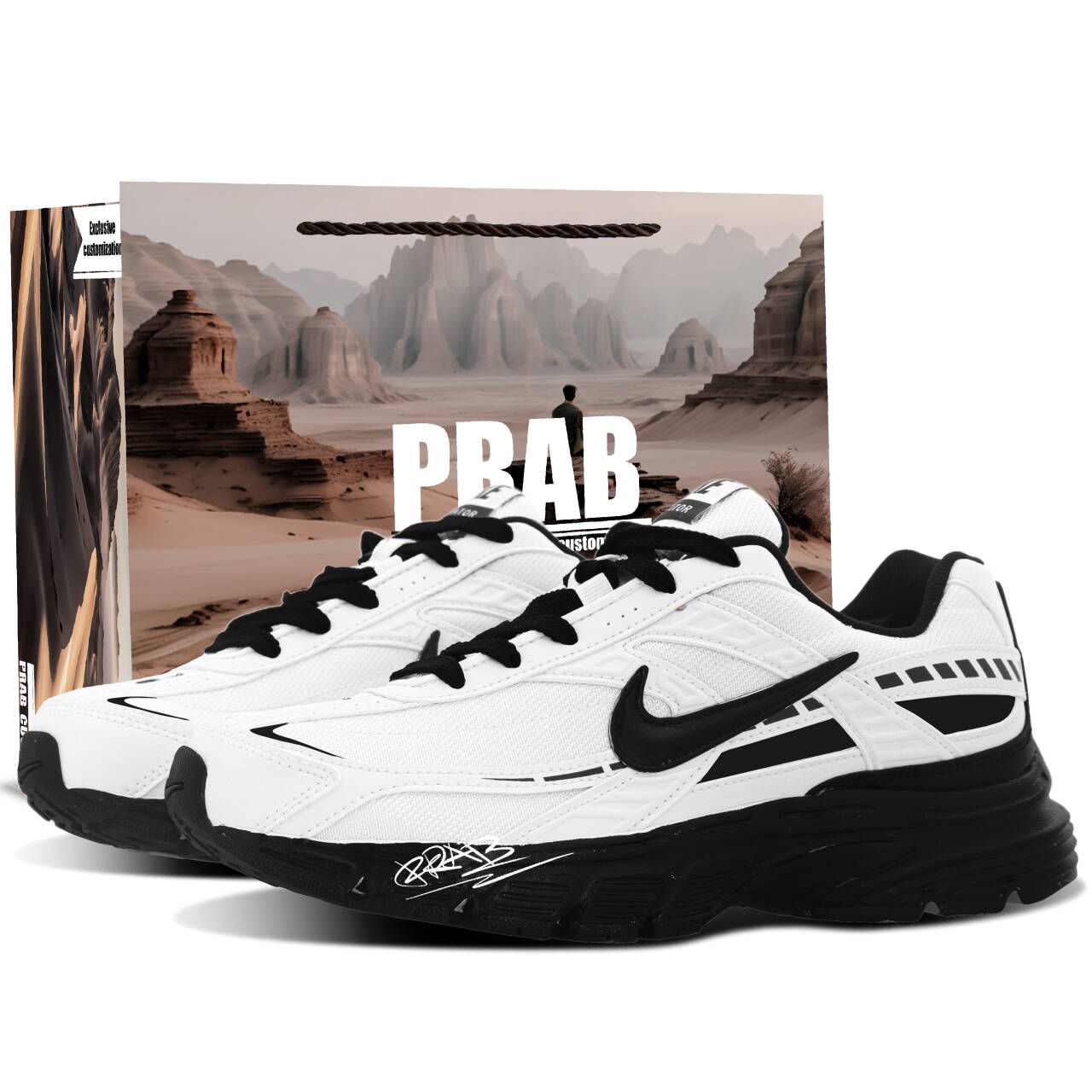 Nike Initiator Cushioning Breathable Low top Running Shoes Unisex Black White