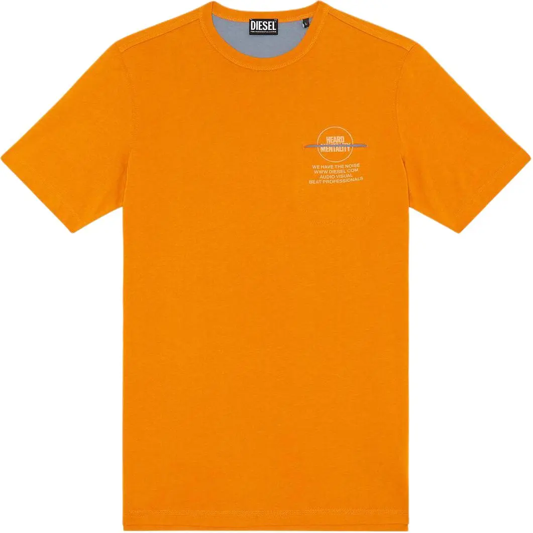 DIESEL T-Shirts Men's Orange Crew Neck Moderate Straight Fit