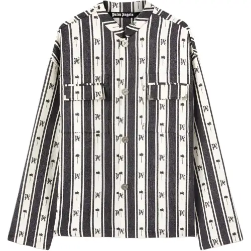 Palm Angels monogram-print striped overshirt