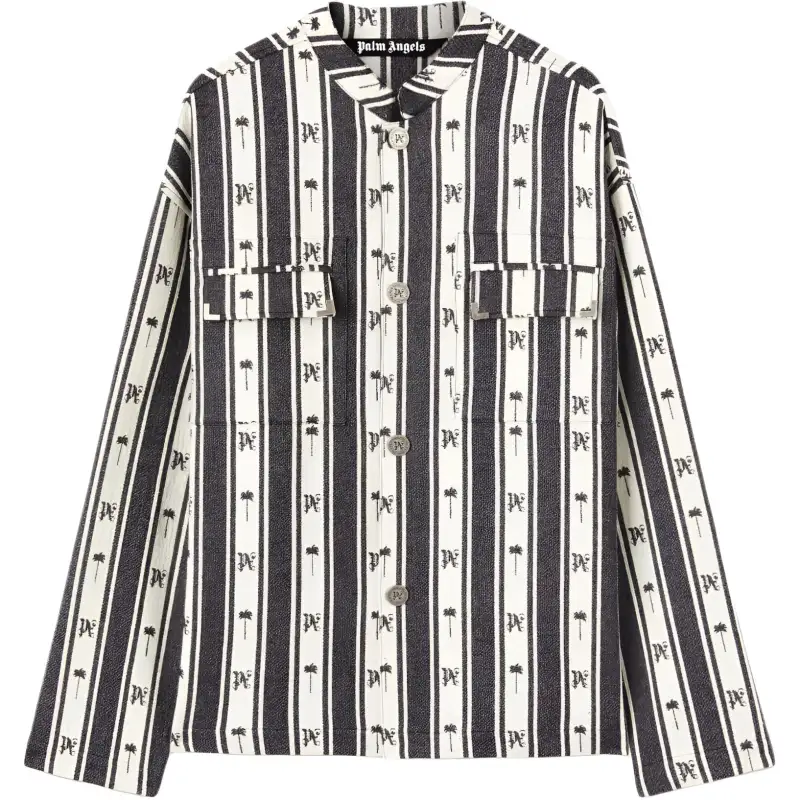 Palm Angels monogram-print striped overshirt
