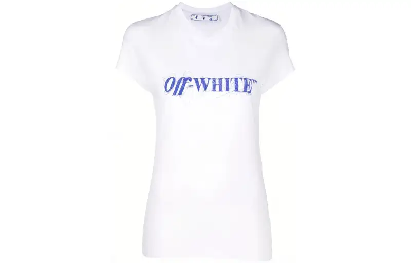 OFF WHITE Dinosaur Series T Shirts Women's White Crew Neck Moderate Straight Fit