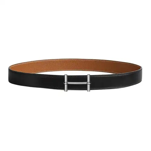 HERMES H D'Ancre Metal Calfskin Leather Belts Women's Width 3.2cm