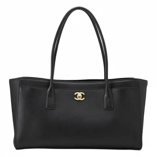 CHANEL Chanel cerf 26S Gold Label Double C Logo Сумка из телячьей кожи и золотого металла Сумка на плечо Маленькая женская черная