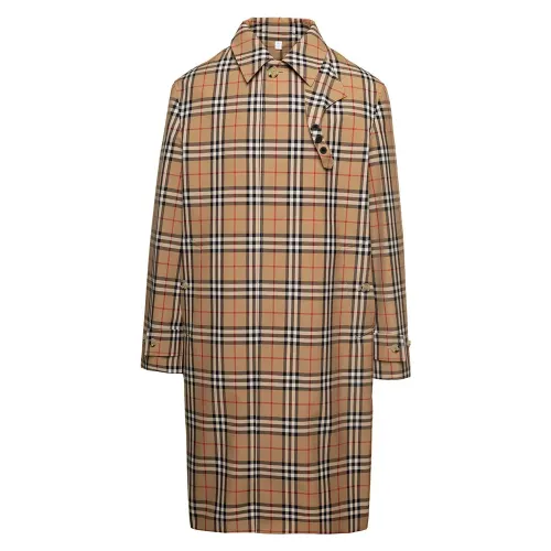Burberry Checked Collared Trench Coat