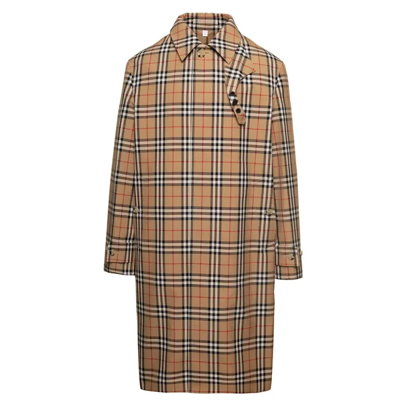 Burberry Checked Collared Trench Coat