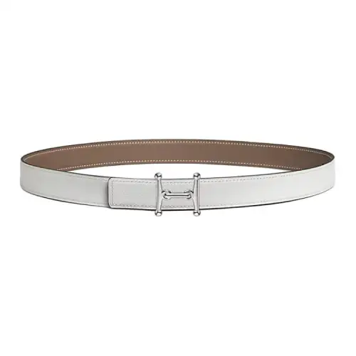 HERMES Mors Leather, Palladium Plated Metal, Calfskin Leather Belts Women's Width 2.4cm
