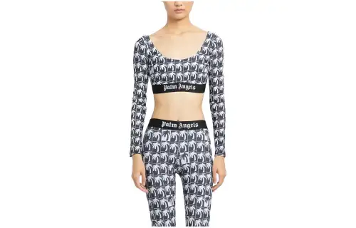 Palm Angels palm-print cropped top