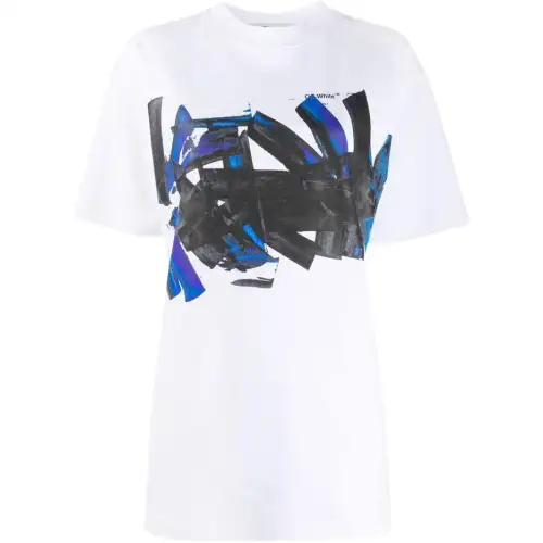 OFF WHITE T Shirts Women's White Crew Neck Moderate Straight Fit