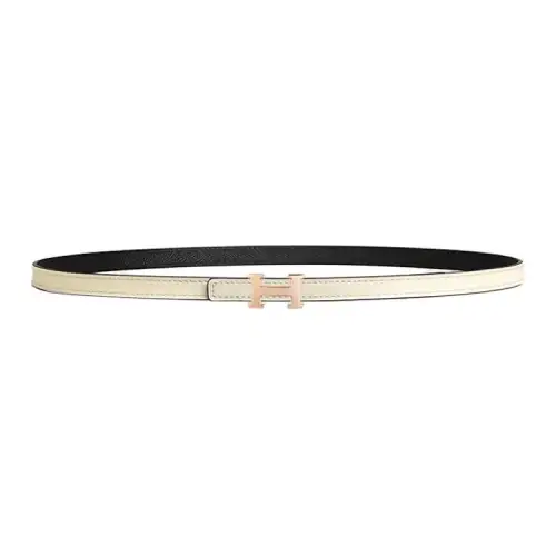 HERMES Mini Metal Calfskin Leather Belts Women's Width 1.3cm