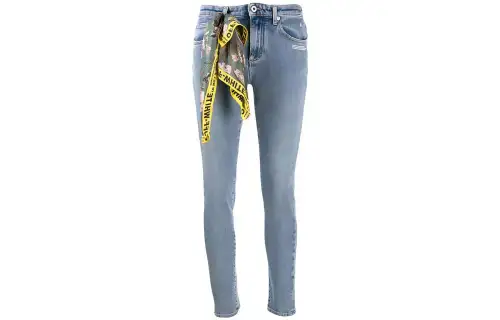 OFF WHITE Jeans Women's Blue Moderate Slim Fit Pants