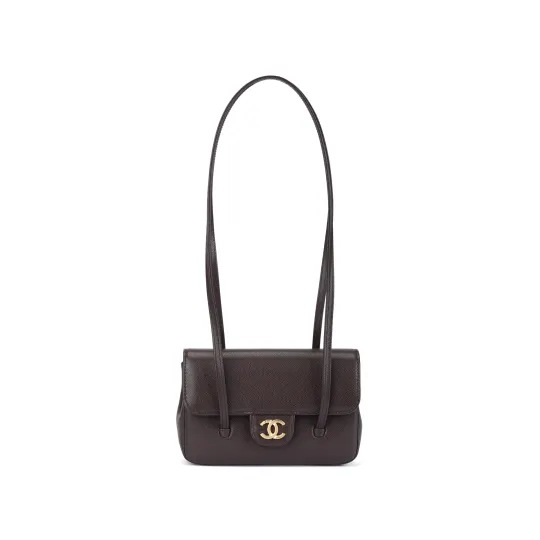 CHANEL Chanel 26S Old Brand Logo Сумка подмышки в консервативном стиле Coco Сумка на плечо из телячьей кожи Женская темно-коричневая