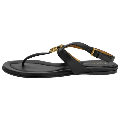 GUCCI Double G Leather Thong Sandals