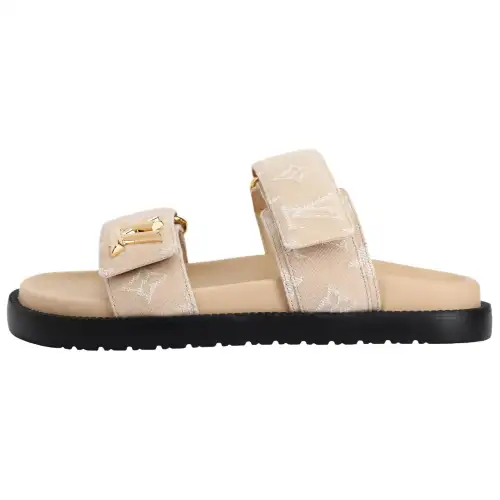LOUIS VUITTON Sunset Slide Slippers Women's Light Umber