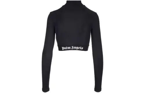 Palm Angels logo-waistband cropped top