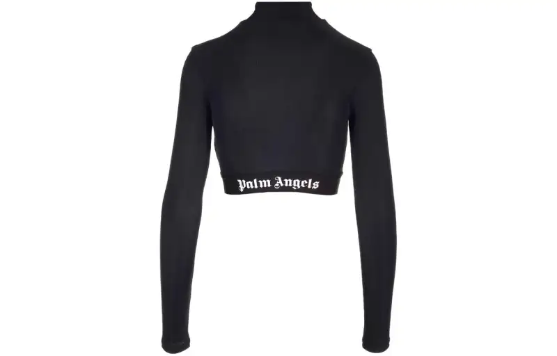 Palm Angels logo-waistband cropped top