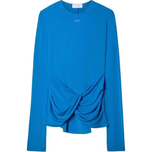 OFF-WHITE logo-print draped top