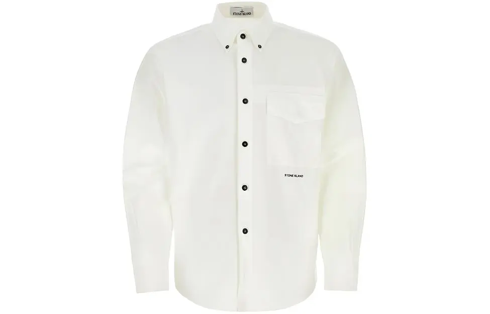STONE ISLAND Shirts Men's White Lapel Moderate Other