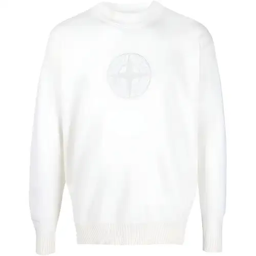 STONE ISLAND Logo Patch Crewneck Knitted Jumper