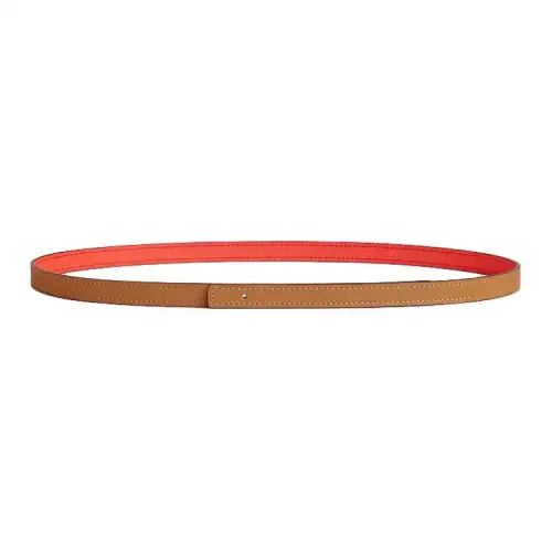 HERMES Double Sided Design Double Sided Calfskin Belts Women's Orange Width 1.3cm