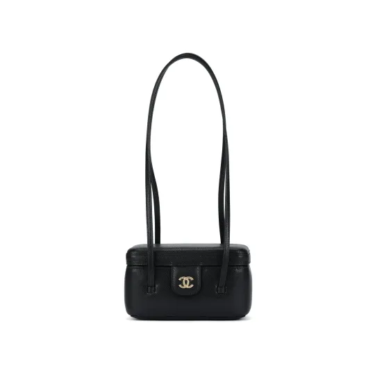 CHANEL Сумка на плечо из телячьей кожи с потертым логотипом Chanel 26S PREPPY женская, черная