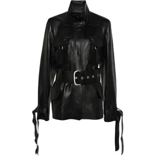 OFF-WHITE Co Cargo belted leather jacket