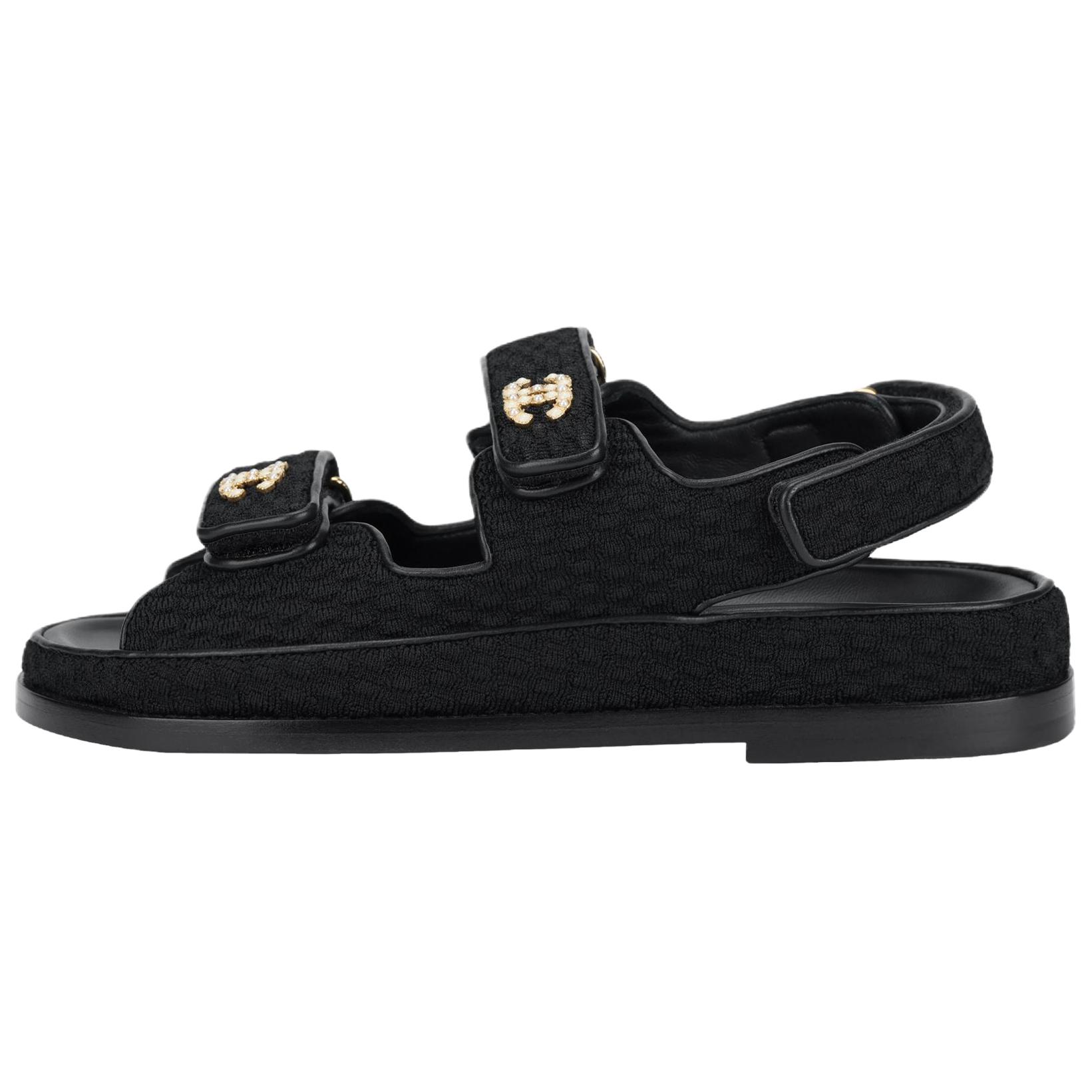 CHANEL Chanel, knitted sports black sandals with a strap