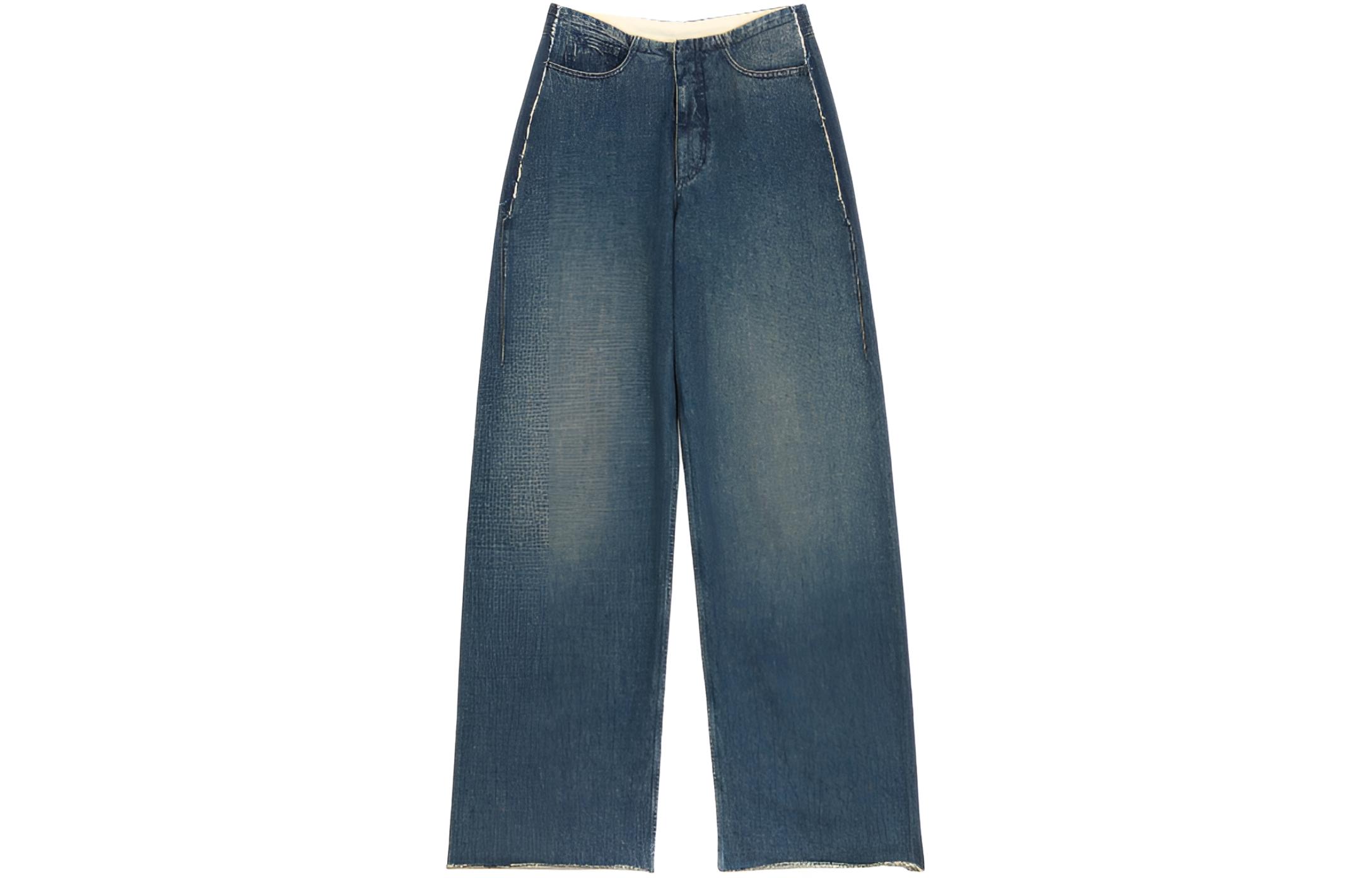 MM6 Maison Margiela Classic solid blue jeans, loose straight fit, mid rise