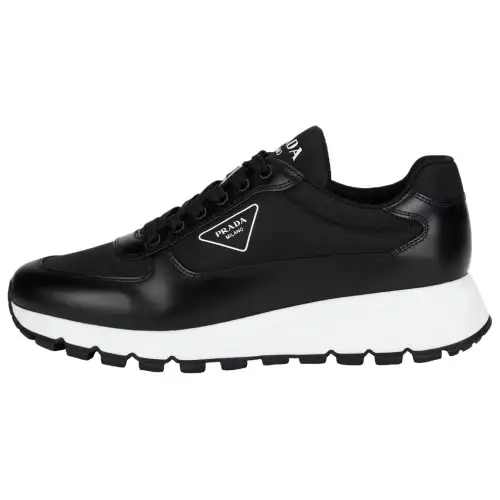 PRADA Rois Leather Lace Up Cushioning Low top Sports Casual Shoes Men's Black