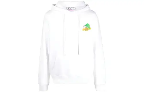 Off Logo Printed Drawstring Hoodie