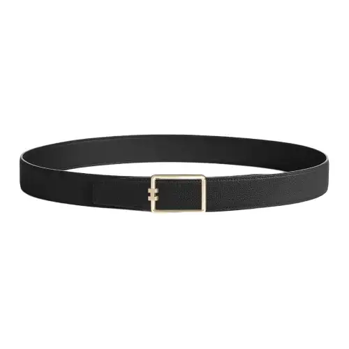 HERMES Tube H Brass Calfskin Leather Belts Men's Width 3.2cm