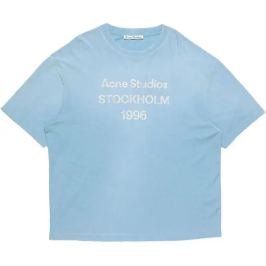 Acne Studios Midsummer Capsule Series SS26 1996 Series Классическая футболка с круглым вырезом и короткими рукавами с принтом логотипа, униформа для мужчин и женщин Glacier Blue