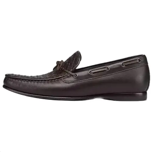 Bottega Veneta Leather Casual Loafers Shoes Men's Dark Coffee