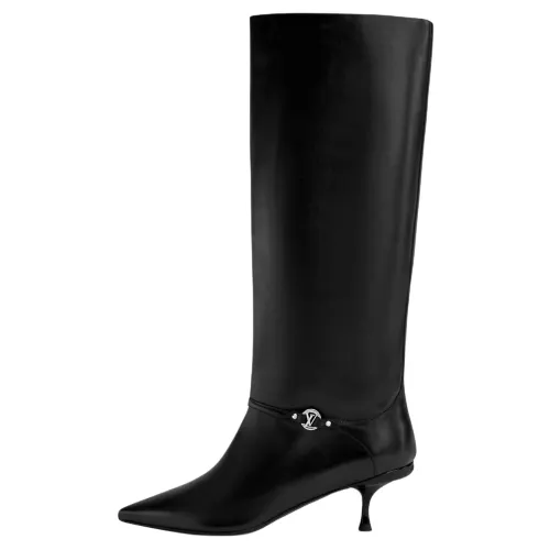 LOUIS VUITTON 6AM Calfskin Knee high Boots 5.5cm Women's Black
