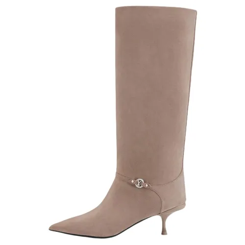 LOUIS VUITTON 6AM Suede Knee high Boots 5.5cm Women's Taupe