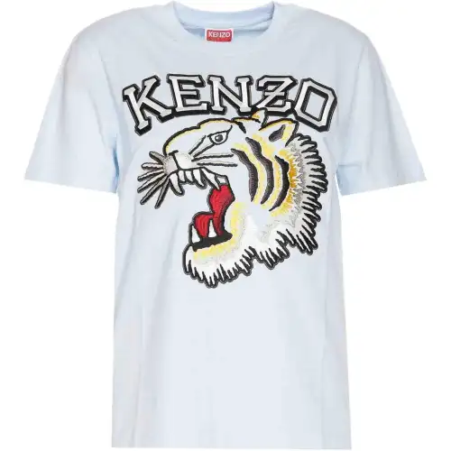 KENZO Logo Embroidered Crewneck T Shirt