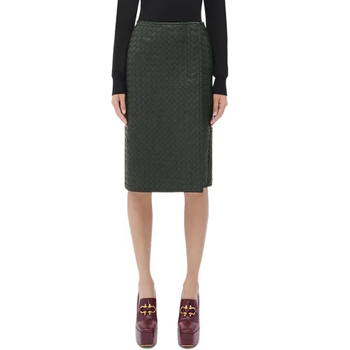 Bottega Veneta Intrecciato Leather Pencil Skirt