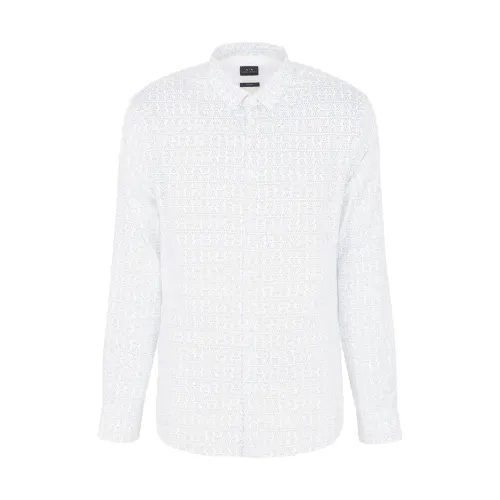 ARMANI EXCHANGE AE brand logo printed single-breasted long-sleeved shirt for men