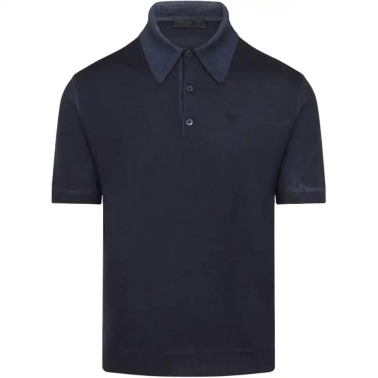 PRADA Logo Embroidered Knitted Polo Shirt