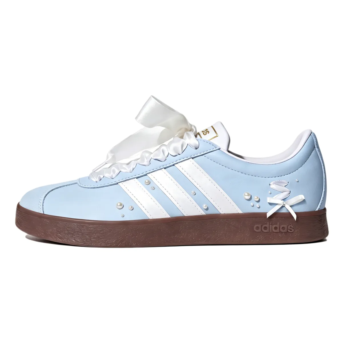 Adidas Vl Court Classic Slip Resistant Abrasion Resistant Low top Skateboard Shoes Unisex Light Blue