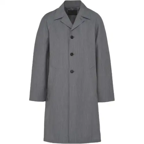 PRADA Coats Men's Gray Lapel Moderate Straight Fit