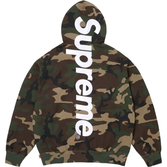 Supreme SS26 WEEK9 Толстовка с капюшоном из атласной аппликации. Толстовка с капюшоном и длинными рукавами из атласной аппликации для мужчин и женщин.
