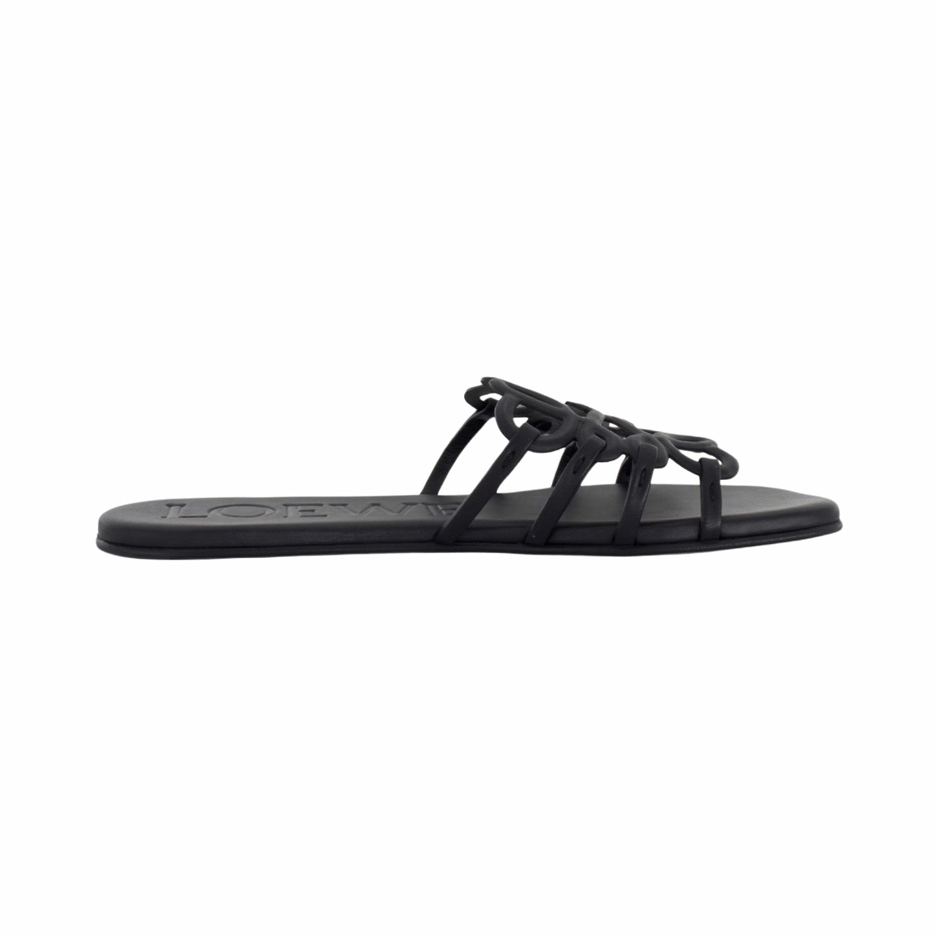 LOEWE Petal Anagram Rubber Slide Slippers Women's Black