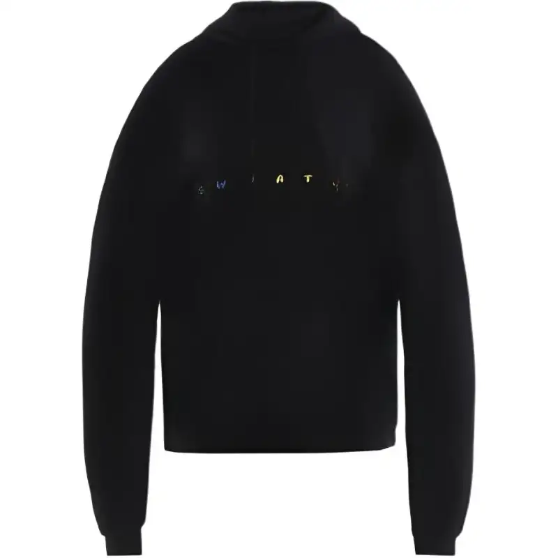 Vetements Sweatshirts Unisex Black Hooded Non Detachable Moderate Regular